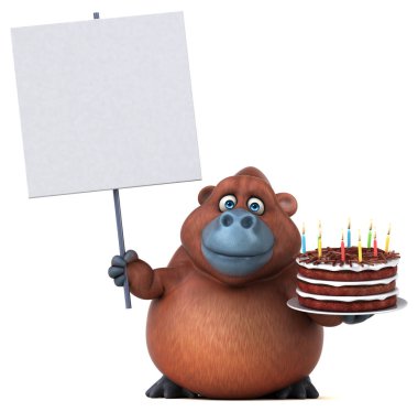 Eğlenceli çizgi film karakteri ile kek - 3d çizim