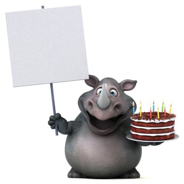 Eğlenceli çizgi film karakteri ile kek - 3d çizim