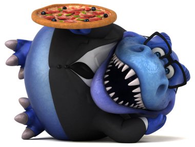 Pizza - 3d çizim ile eğlenceli çizgi film karakteri