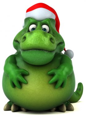 Eğlenceli dinozor Santa - 3d çizim