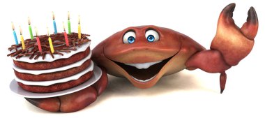 Eğlenceli çizgi film karakteri ile kek - 3d çizim