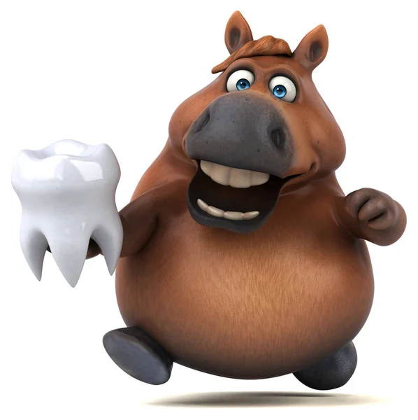 Personagem Desenho Animado Divertido Com Dente Ilustração — Fotografia de Stock