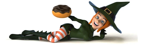 Personagem Desenho Animado Divertido Com Donut Ilustração — Fotografia de Stock