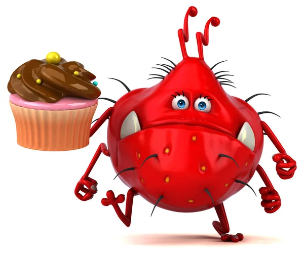 Spaß Cartoon Figur Mit Cupcake Illustration — Stockfoto