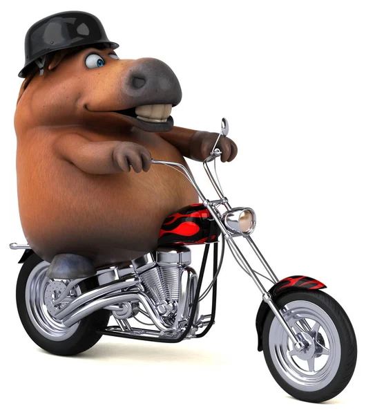 Fun cartoon character on motorcycle  - 3D Illustration