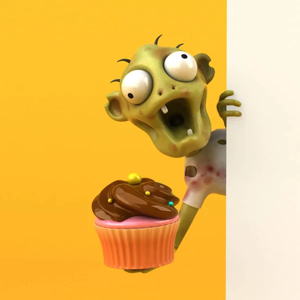 Leuk Personage Met Cupcake Illustratie — Stockfoto