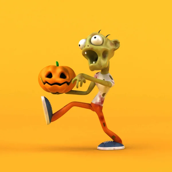 Zombie Amusant Avec Citrouille Illustration — Photo