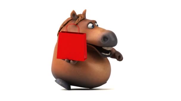 Leuk Paard Met Zak Animatie — Stockvideo