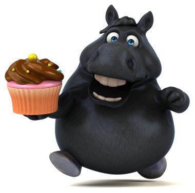 Komik karikatür karakter ile cupcake - 3d çizim