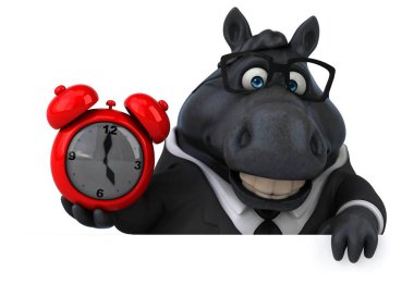 komik karikatür karakter holding çalar saat - 3d çizim