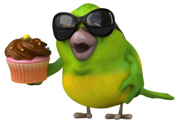 Personaggio Divertente Cartone Animato Con Cupcake Illustrazione — Foto Stock
