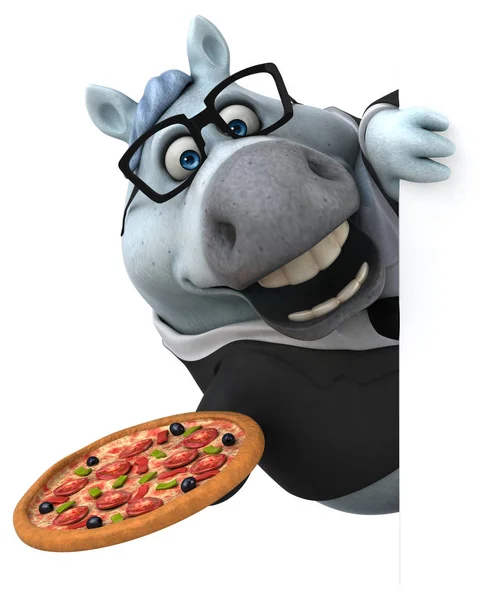 Personaj Amuzant Desene Animate Pizza Illustration — Fotografie, imagine de stoc