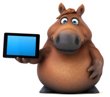 Komik çizgi film karakteri ile tablet - 3d çizim