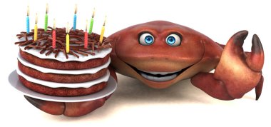 Eğlenceli çizgi film karakteri ile kek - 3d çizim