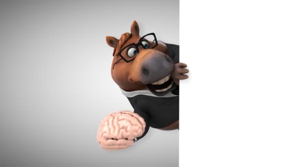 Cheval Amusant Avec Cerveau Animation — Video