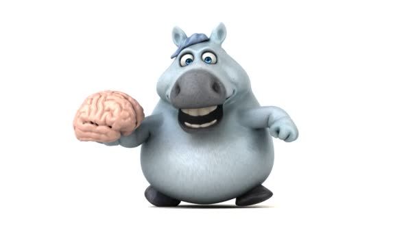 Divertido Caballo Con Cerebro Animación — Vídeo de stock