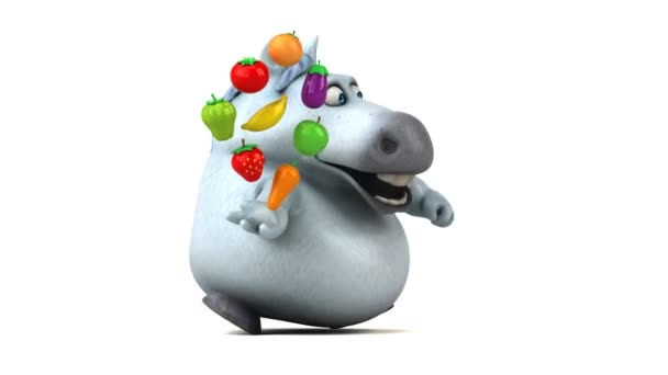 Cavalo Divertido Com Frutas Legumes Animação — Vídeo de Stock