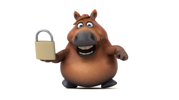 Kuda Yang Menyenangkan Dengan Kunci Animasi — Stok Video
