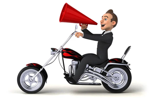 Fun Cartoon Character Motorcycle Illustration — Stock Photo, Image