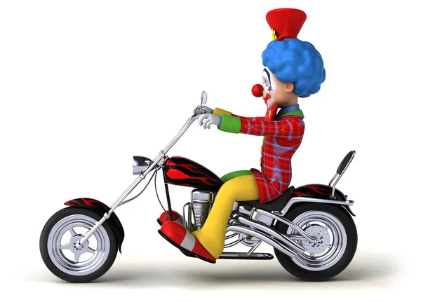 Fun cartoon character on motorcycle - 3D Illustration