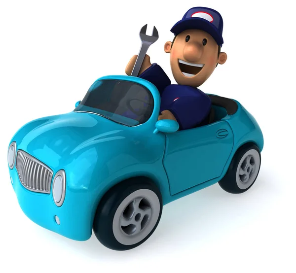 Fun Mechanic Cartoon Character Illustration — Stock Photo, Image