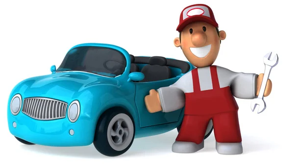 Fun Mechanic Cartoon Character Illustration — Stock Photo, Image