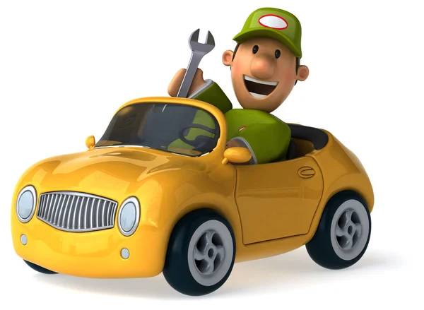 Fun Mechanic Cartoon Character Illustration — Stock Photo, Image