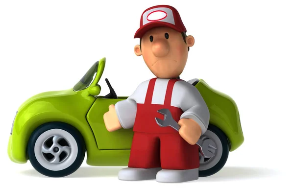 Fun Mechanic Cartoon Character Illustration — Stock Photo, Image