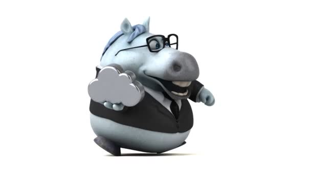 Divertido Caballo Con Nube Animación — Vídeo de stock