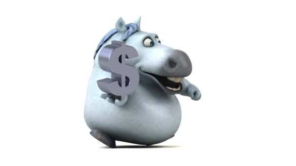 Divertido Caballo Con Dólar Animación — Vídeo de stock