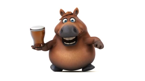 ビール アニメーションで楽しい馬 — ストック動画