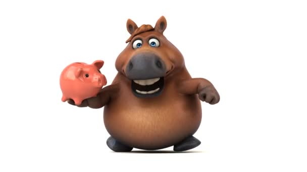 Cavallo Divertente Con Salvadanaio Animazione — Video Stock