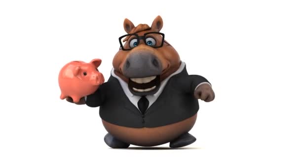 Fun Horse Piggy Bank Animation — Stock Video