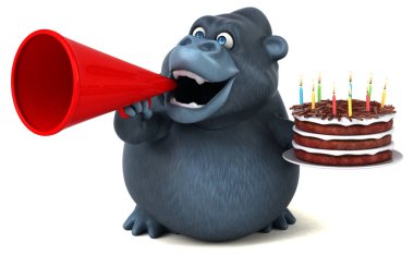 Komik çizgi film karakteri ile kek - 3d çizim