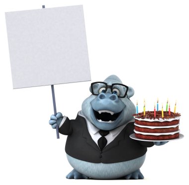 Komik çizgi film karakteri ile kek - 3d çizim