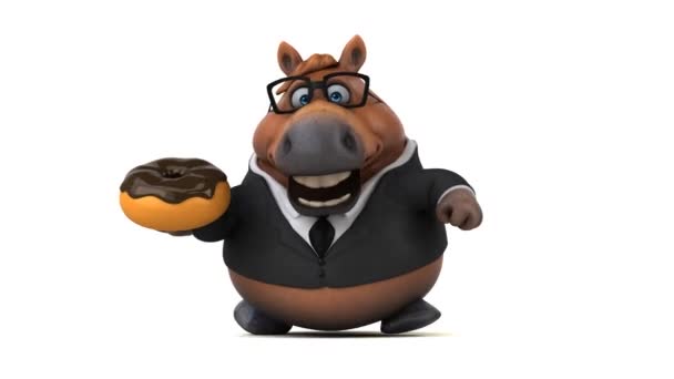 Cavalo Divertido Com Donut Animação — Vídeo de Stock