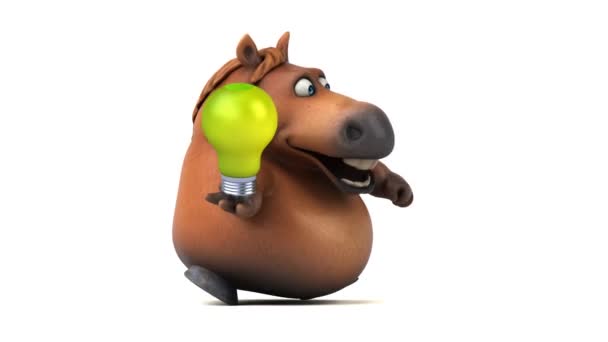 Divertido Caballo Con Bombilla Animación — Vídeo de stock