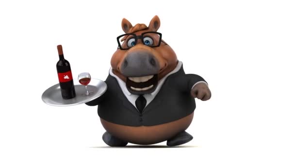 Веселая Лошадь Вином Анимация — стоковое видео