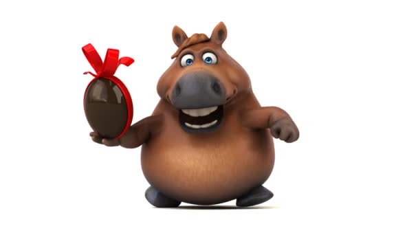 Divertido Caballo Con Huevo Animación — Vídeos de Stock