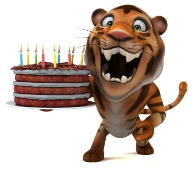 Komik çizgi film karakteri ile kek - 3d çizim