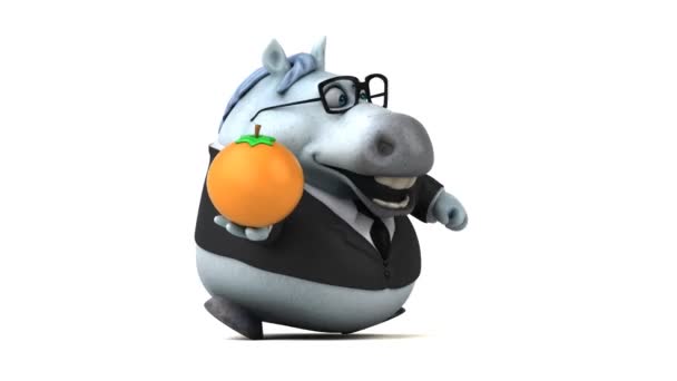 Rolig Häst Med Orange Animation — Stockvideo