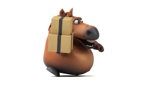 Divertido Caballo Con Cajas Animación — Vídeos de Stock