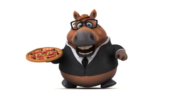 Веселий Кінь Піцою Анімація — стокове відео