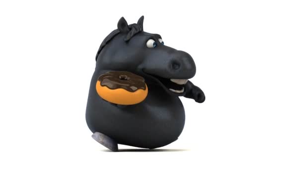 Leuk Paard Met Donut Animatie — Stockvideo