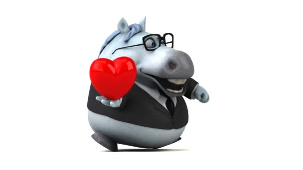 Веселий Кінь Серцем Анімація — стокове відео