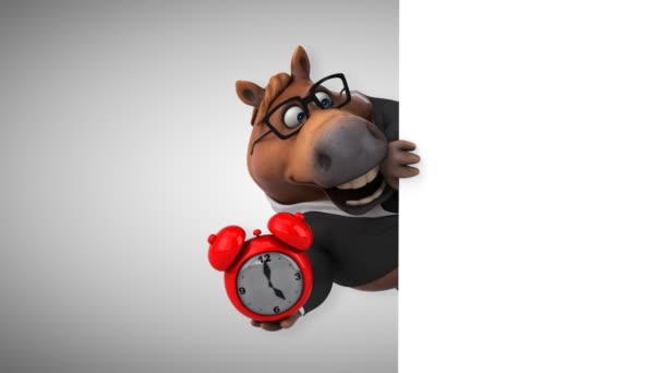 Spaßpferd Mit Uhr Animation — Stockvideo