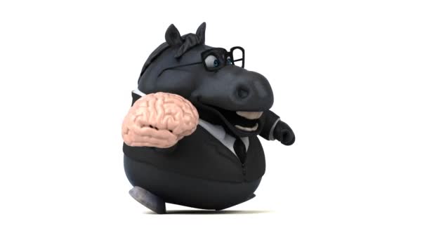 Cavalo Divertido Com Cérebro Animação — Vídeo de Stock