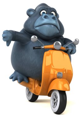 komik karikatür karakter ile scooter - 3d çizim