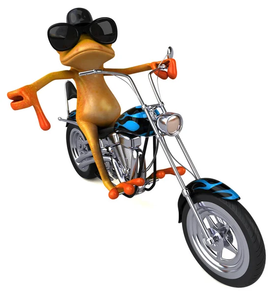 Смешной Персонаж Мультфильма Мотоцикле Иллюстрация — стоковое фото