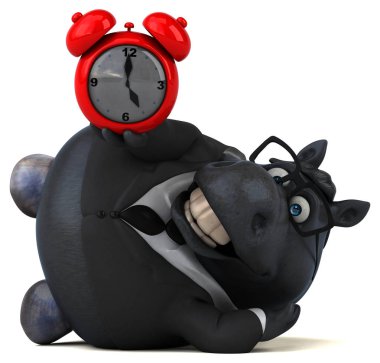 komik karikatür karakter holding çalar saat - 3d çizim